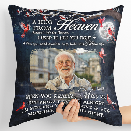 Custom Photo A Hug From Heaven Memorial - Personalized Pillow