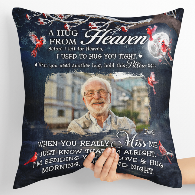 Custom Photo A Hug From Heaven Memorial - Personalized Pillow