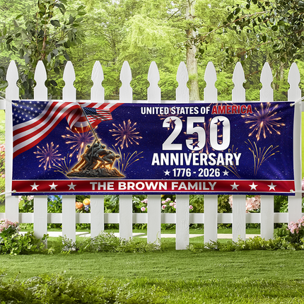 Personalized Family Name 1776-2026 250th Anniversary USA Patriotic Banner