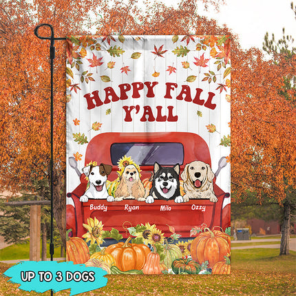 Happy Fall Y'all - Personalized Dog Flag, Autumn Fall Season
