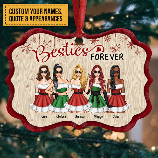 Besties Forever - Personalized Aluminum/ Wooden Ornament - Christmas, Birthday, Loving Gift For Besties, Friends, BFFs