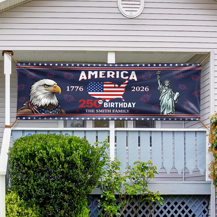 Custom Family Name American 250th Birthday 1776-2026 Banner