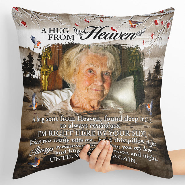 Custom Photo Hugs From Heaven - Personalized Pillow