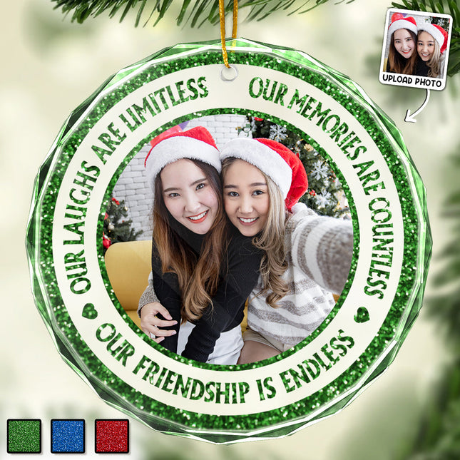 Bling Bling Glitter Custom Photo Ornament - Christmas Gift For Best Friends, Besties, Soul Sisters