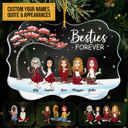 Besties Forever Christmas Tree - Personalized Acrylic Ornament - Christmas Gift For Besties, Sisters, Sistas