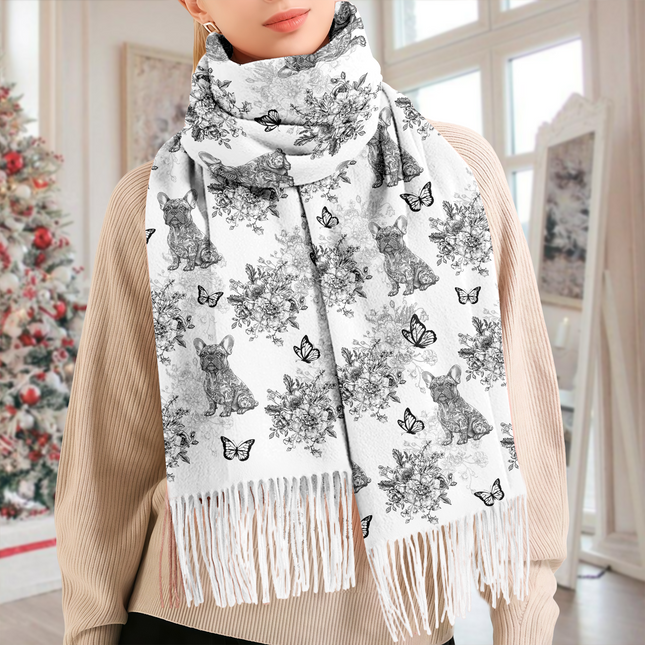 Personalized Dog Chinoiserie Toile De Jouy Style Scarf