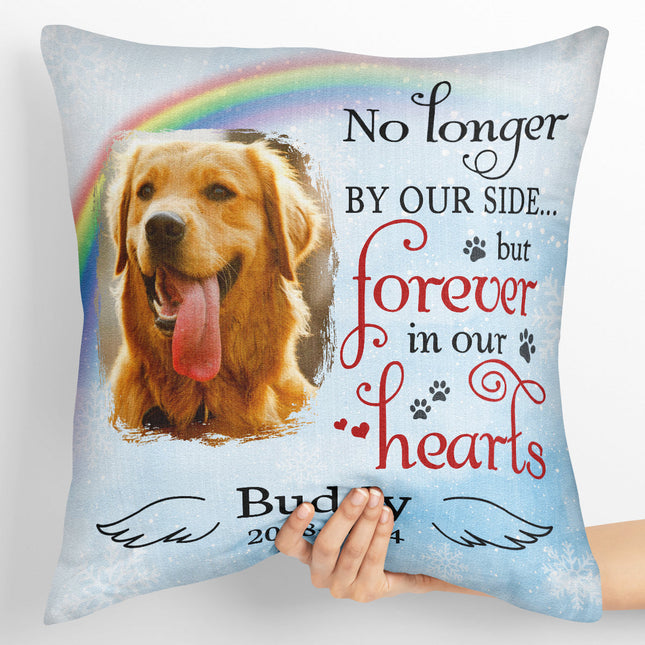 No Longer By Our Side But Forever In Our Hearts - Personalized Pillow