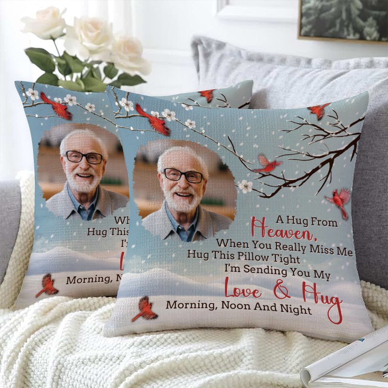 Custom Photo A Hug From Heaven - Memorial Pillow