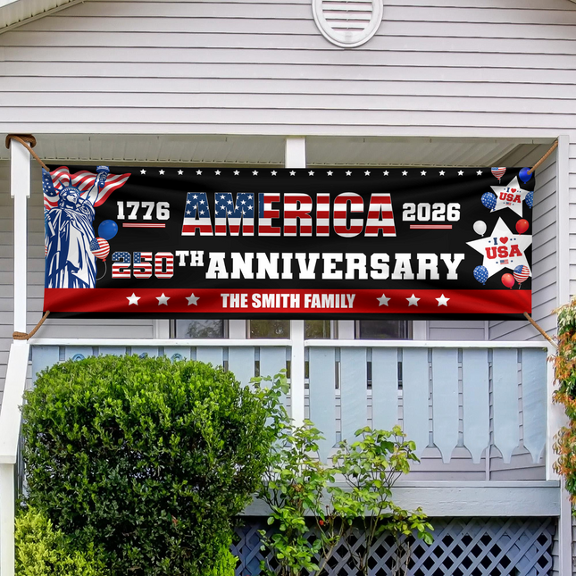 Custom Family Name America 1776-2026 250th Anniversary Banner