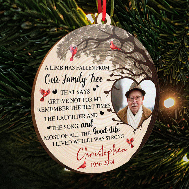 Custom Photo Memorial A Limb Has Fallen - Personalized Wooden Cutout Ornament