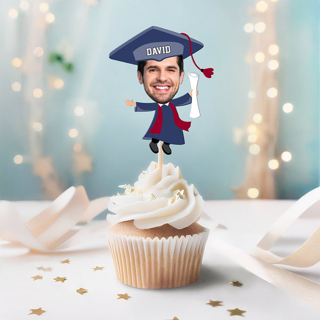 Custom Funny Face Class of 2026 Graduation Decoration Cupcake Toppers