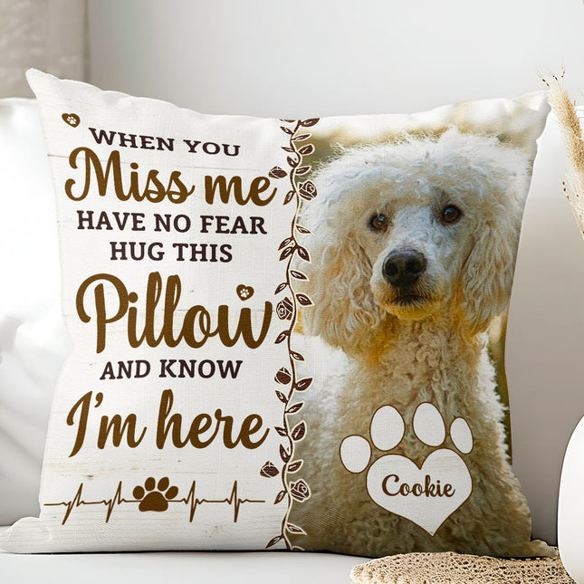 Custom Photo Hug This Pillow Then You Know I'm Here - Personalized Pillow
