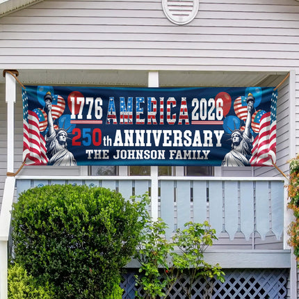Custom Family Name USA 250th Anniversary 1776-2026 Banner