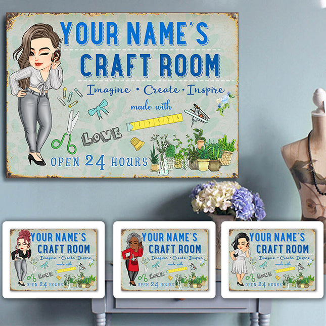 Craft Room - Personalized Metal Sign - Gifts For Sewers - Birthday Gift Sewing Lover