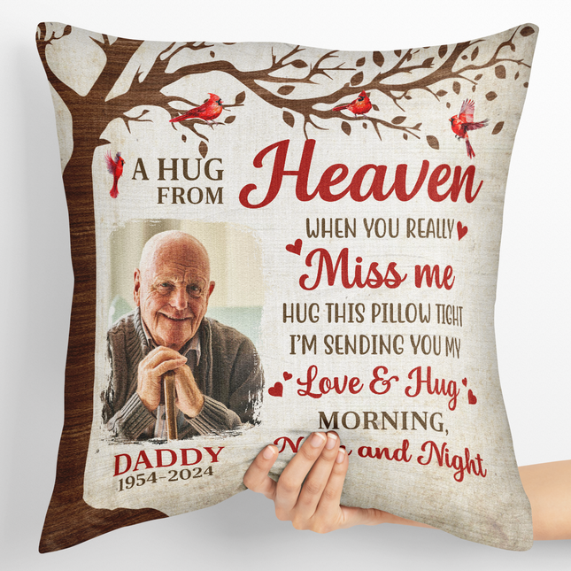 A Hug From Heaven - Personalized Photo Pillow - Gift For Memorial