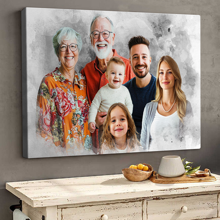 Add Deceased Loved One To Photo, Personalized Canvas, Combine Photos of Kid Family Portrait