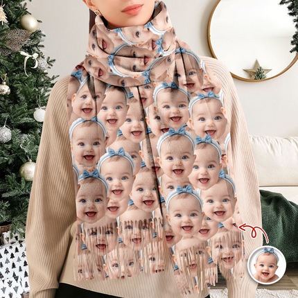 Custom Photo Wool Scarf Gift For Family