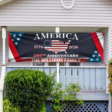 Personalized Family Name America 250th Anniversary Banner