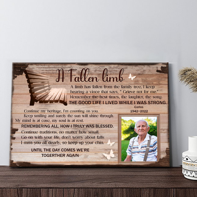 A Fallen Limb Memorial Canvas, Sympathy Gifts Personalized Custom Framed Canvas Wall Art