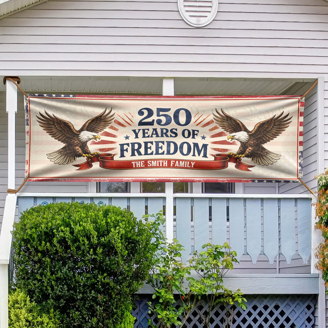 Personalized Family Name 250 Years Of Freedom Banner