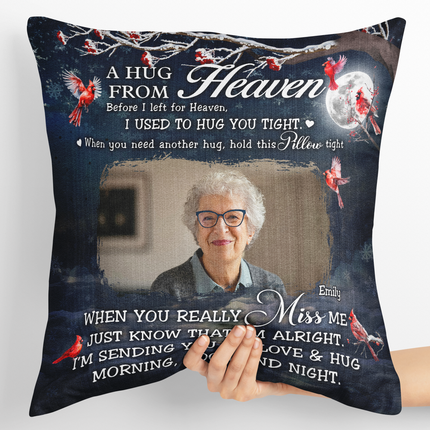 Custom Photo A Hug From Heaven Memorial - Personalized Pillow