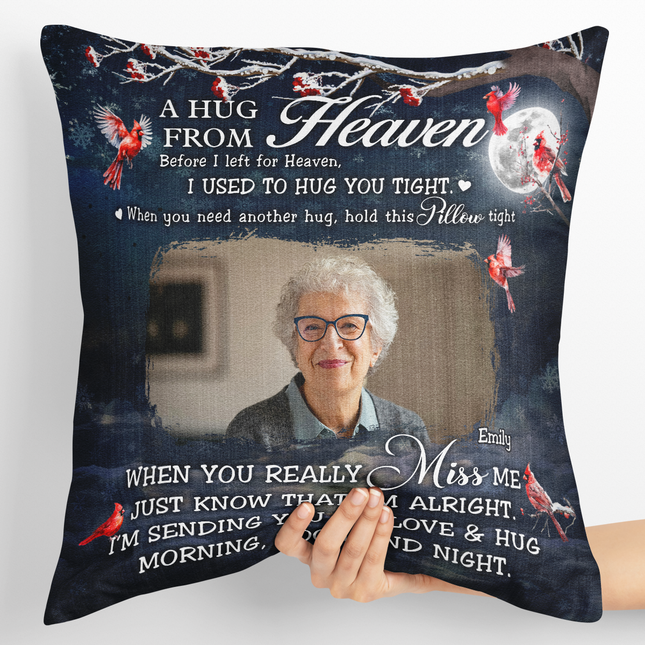 Custom Photo A Hug From Heaven Memorial - Personalized Pillow