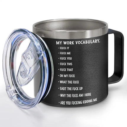 My Work Vocabulary - Personalized 14oz Stainless Steel Tumbler With Handle
