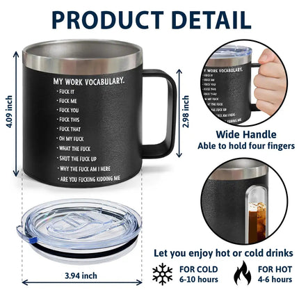 My Work Vocabulary - Personalized 14oz Stainless Steel Tumbler With Handle