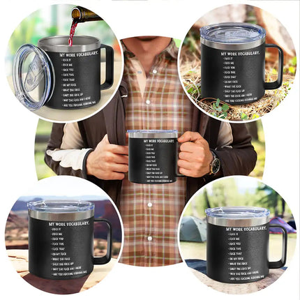 My Work Vocabulary - Personalized 14oz Stainless Steel Tumbler With Handle