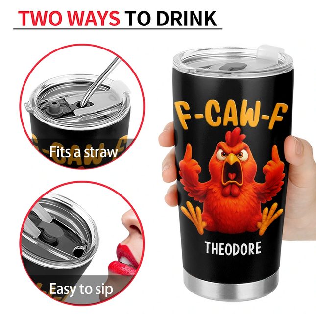 3D Effect Funny Chicken F-CAW-F My Work Vocabulary - Personalized Tumbler