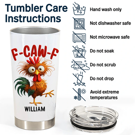3D Effect Funny Chicken F-CAW-F My Work Vocabulary - Personalized Tumbler