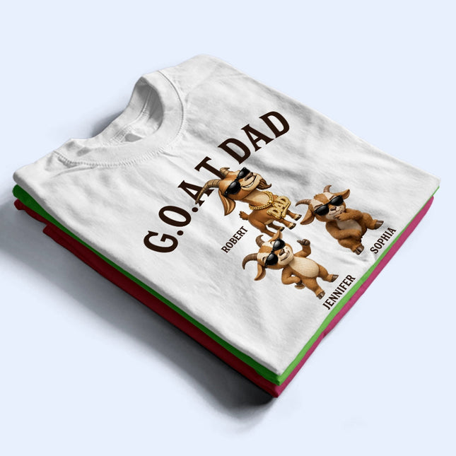 3D Effect Goat Dad And Kids - Personalized T Shirt