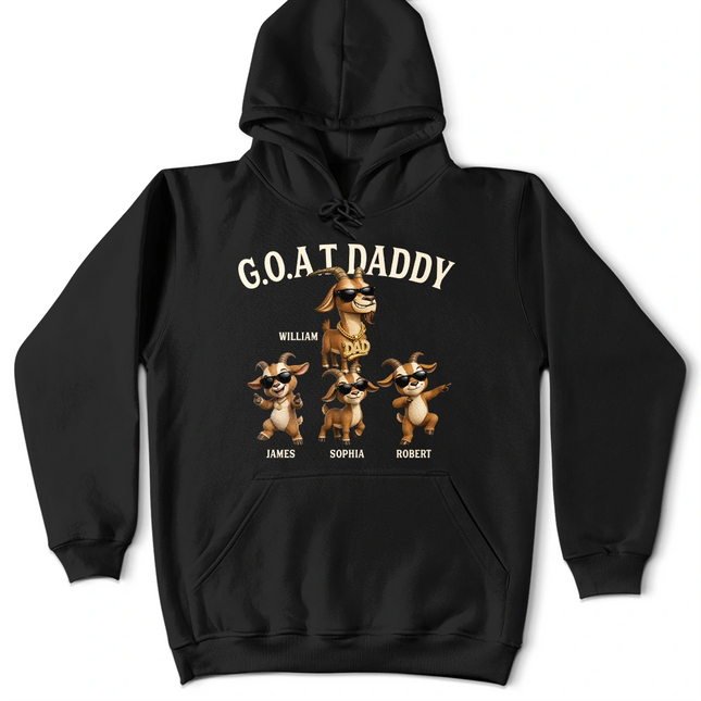 3D Effect Goat Dad And Kids - Personalized T Shirt