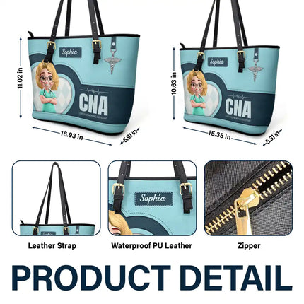3D Effect Nurse Job Title - Personalized Leather Tote Bag