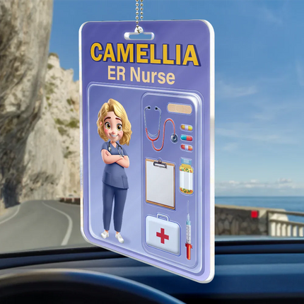 3D Effect Nurse Job Title Pack Packaging - Personalized Acrylic Car Hanger