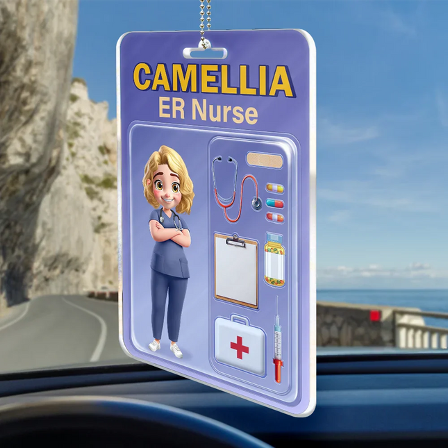 3D Effect Nurse Job Title Pack Packaging - Personalized Acrylic Car Hanger