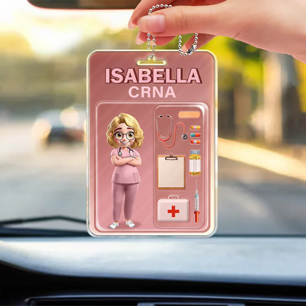 3D Effect Nurse Job Title Pack Packaging - Personalized Acrylic Car Hanger