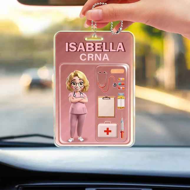 3D Effect Nurse Job Title Pack Packaging - Personalized Acrylic Car Hanger