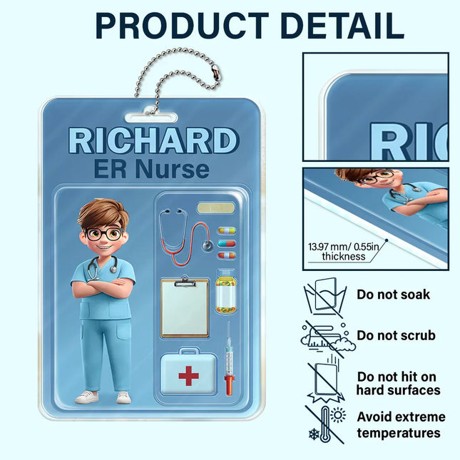 3D Effect Nurse Job Title Pack Packaging - Personalized Acrylic Car Hanger