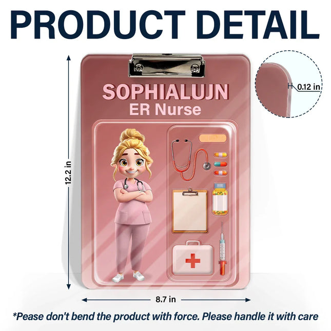 3D Effect Nurse Job Title Pack Packaging - Personalized Acrylic Clipboard