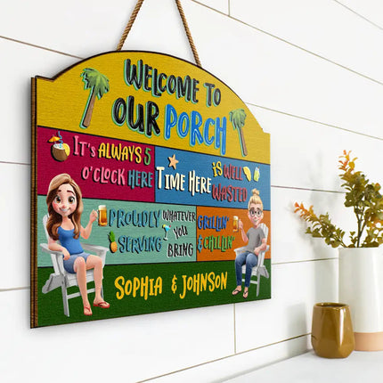 3D Effect Welcome To Our Pool - Personalized Custom Shaped Wood Sign
