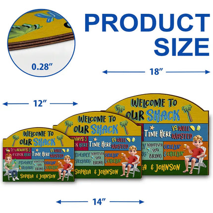 3D Effect Welcome To Our Pool - Personalized Custom Shaped Wood Sign