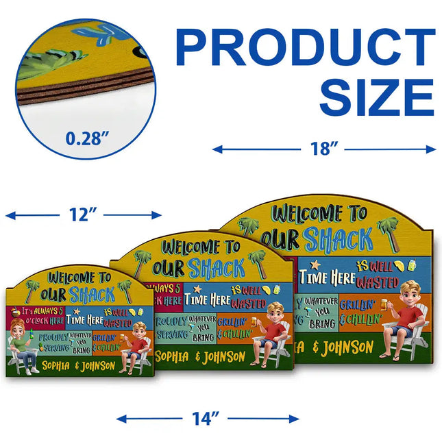 3D Effect Welcome To Our Pool - Personalized Custom Shaped Wood Sign