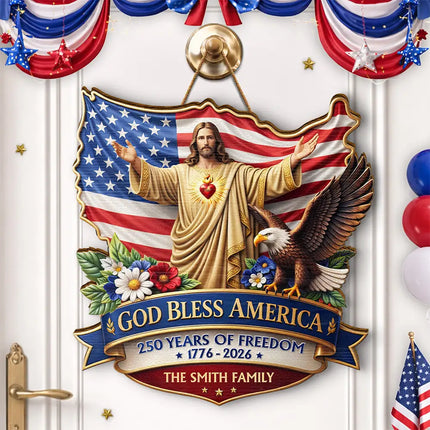 3D Effect God Bless America - Personalized Custom Shaped Wood Sign