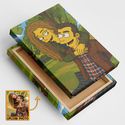 Simpsonize Couple Photo - Turn Your Photo to Simpsons Canvas - Gift For Couple, Him, Her