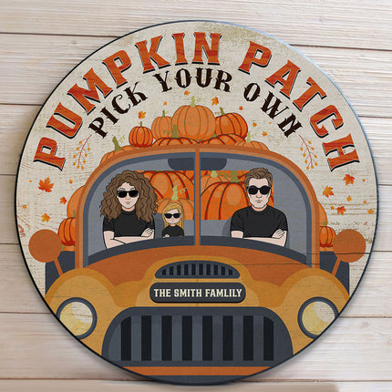 Pumpkin Patch Pick Your Own - Personalized Round Wood Sign, Home Decor, Fall Door Sign, Door Hanger