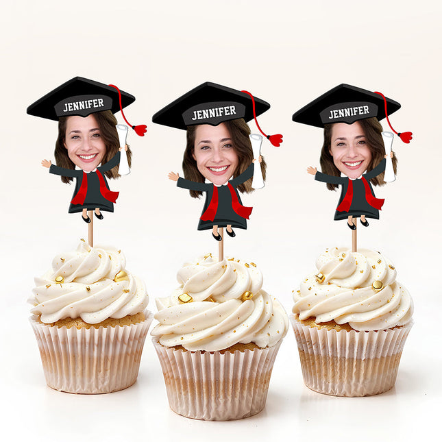 Custom Funny Face Class of 2026 Graduation Decoration Cupcake Toppers