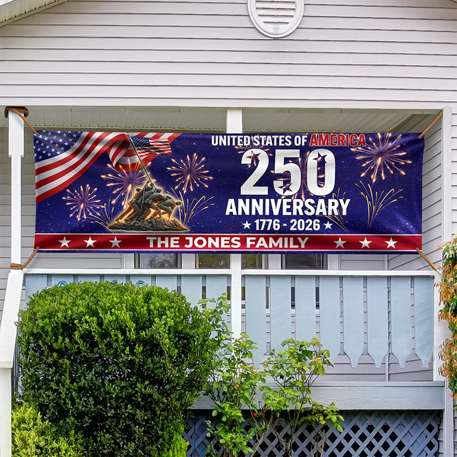 Personalized Family Name 1776-2026 250th Anniversary USA Patriotic Banner