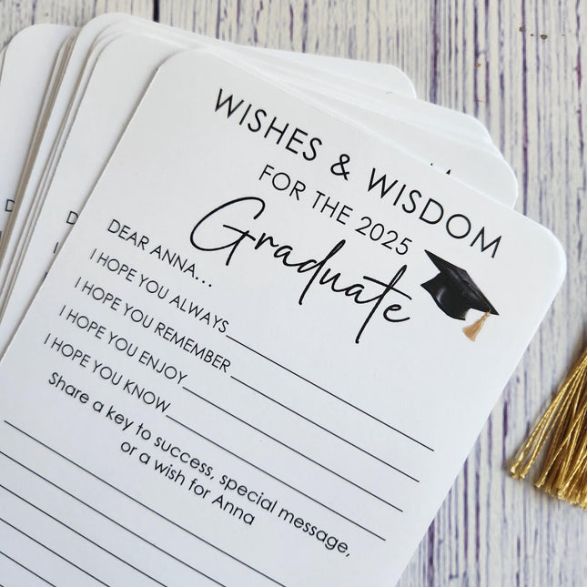 Set of 12 Graduation Wishes Cards - Advice Cards for Graduation Party - Graduation gift