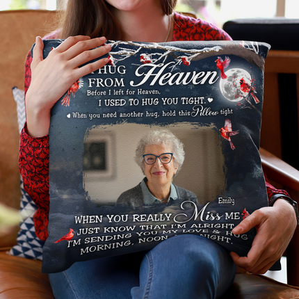 Custom Photo A Hug From Heaven Memorial - Personalized Pillow